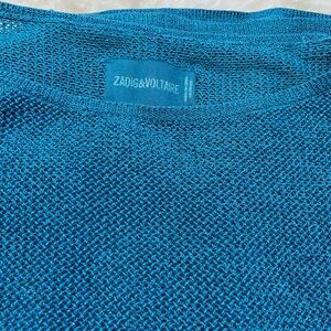 Zadig and Voltaire blue knit see through shirt